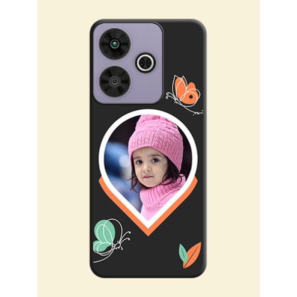 Upload Pic With Simple Butterly Design On Space Black Custom Soft Matte Mobile Back Cover - Poco M6 Plus 5G Upload Pic With Simple Butterly Design On Space Black Custom Soft Matte Mobile Back Cover - Poco M6 Plus 5G