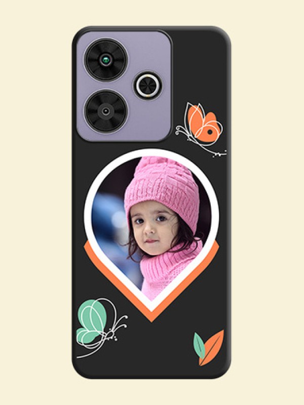 Upload Pic With Simple Butterly Design On Space Black Custom Soft Matte Mobile Back Cover - Poco M6 Plus 5G