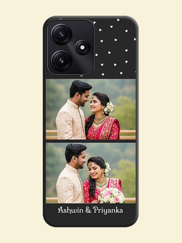 Miniature Love Symbols with Name on Space Black Custom Soft Matte Back Cover - Poco M6 Pro 5G