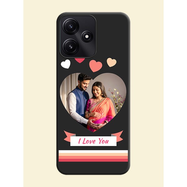 Love Shaped Photo with Colorful Stripes on Personalised Space Black Soft Matte Cases - Poco M6 Pro 5G Love Shaped Photo with Colorful Stripes on Personalised Space Black Soft Matte Cases - Poco M6 Pro 5G