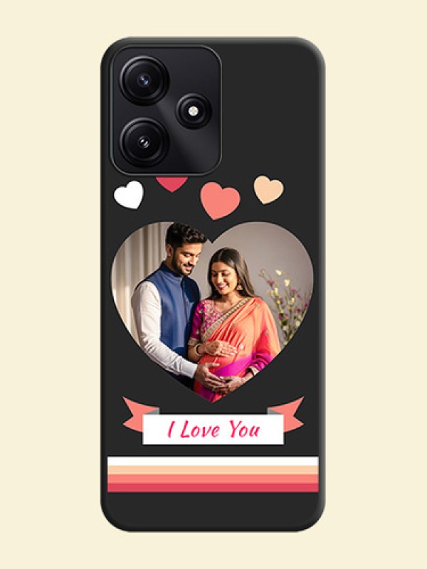 Love Shaped Photo with Colorful Stripes on Personalised Space Black Soft Matte Cases - Poco M6 Pro 5G