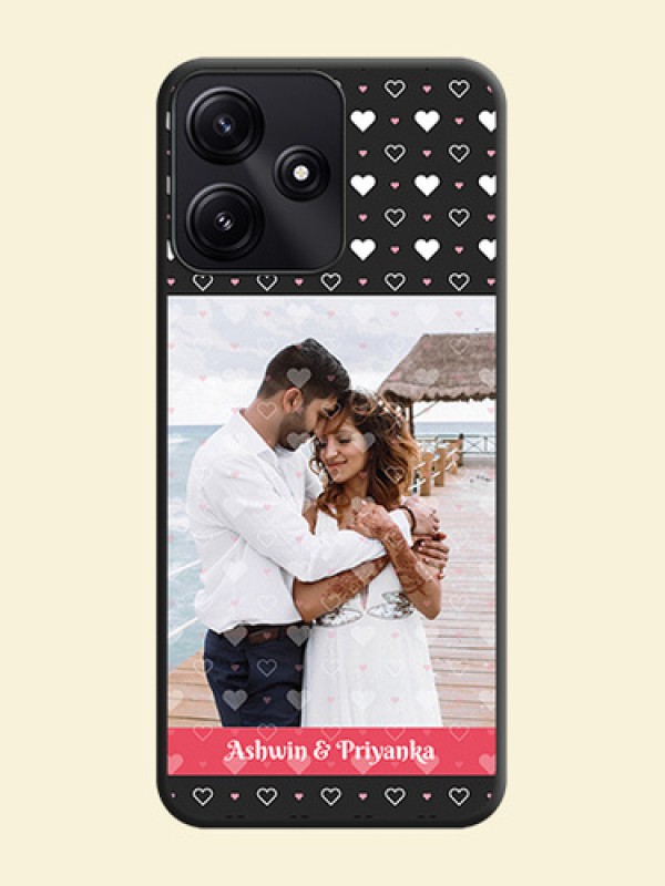 White Color Love Symbols with Text Design - Photo on Space Black Soft Matte Phone Cover - Poco M6 Pro 5G