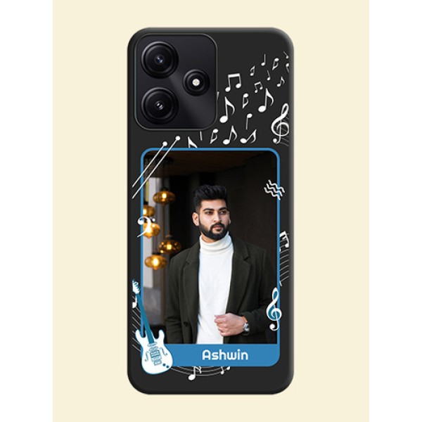 Musical Theme Design with Text - Photo on Space Black Soft Matte Mobile Case - Poco M6 Pro 5G Musical Theme Design with Text - Photo on Space Black Soft Matte Mobile Case - Poco M6 Pro 5G