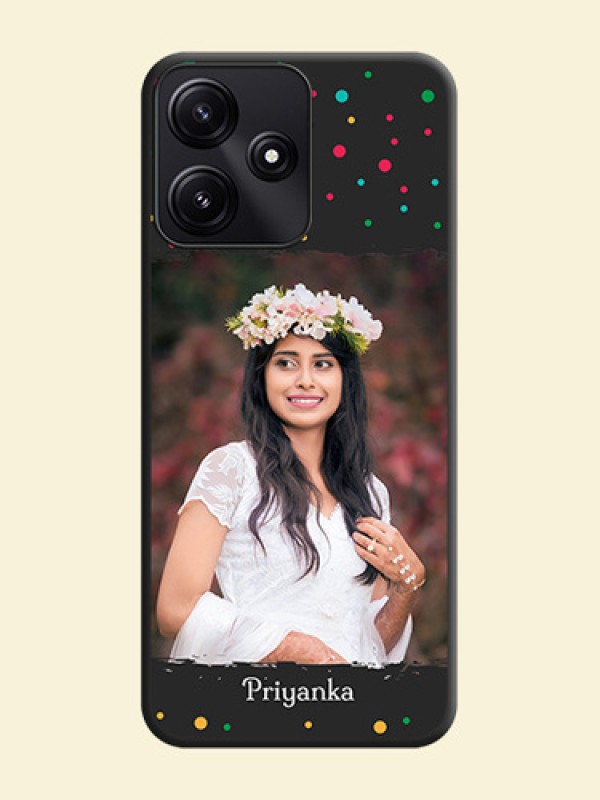 Multicolor Dotted Pattern with Text on Space Black Custom Soft Matte Phone Back Cover - Poco M6 Pro 5G