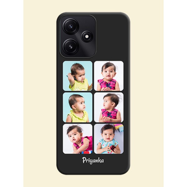 Floral Art with 6 Image Holder - Photo on Space Black Soft Matte Mobile Case - Poco M6 Pro 5G Floral Art with 6 Image Holder - Photo on Space Black Soft Matte Mobile Case - Poco M6 Pro 5G
