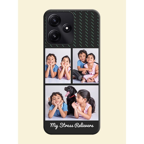 Cross Dotted Pattern with 2 Image Holder on Personalised Space Black Soft Matte Cases - Poco M6 Pro 5G Cross Dotted Pattern with 2 Image Holder on Personalised Space Black Soft Matte Cases - Poco M6 Pro 5G