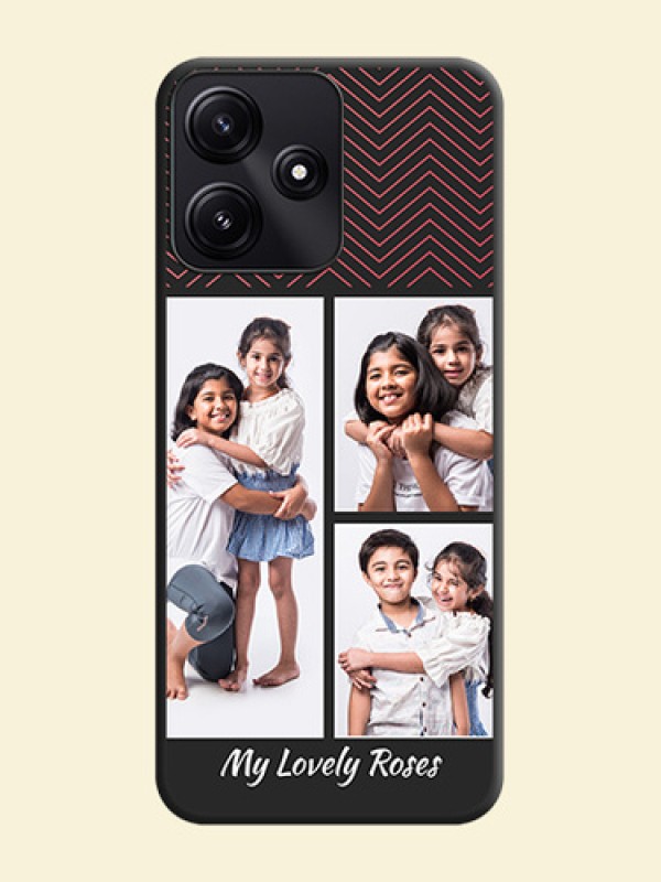 Wave Pattern with 3 Image Holder on Space Black Custom Soft Matte Back Cover - Poco M6 Pro 5G