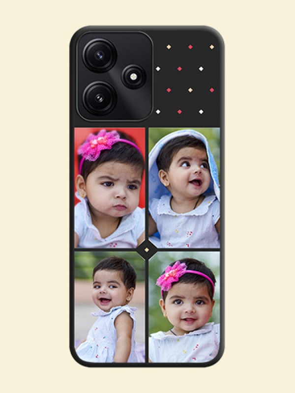 Multicolor Dotted Pattern with 4 Image Holder on Space Black Custom Soft Matte Phone Cases - Poco M6 Pro 5G