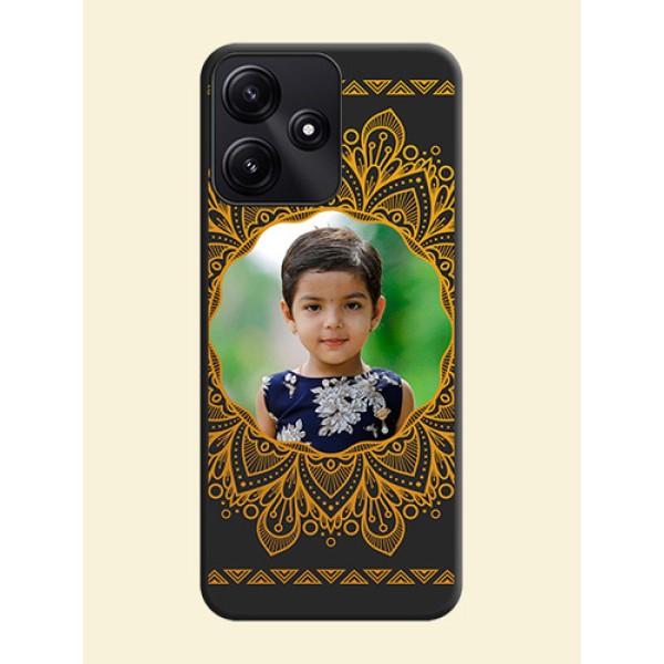 Round Image with Floral Design - Photo on Space Black Soft Matte Mobile Cover - Poco M6 Pro 5G Round Image with Floral Design - Photo on Space Black Soft Matte Mobile Cover - Poco M6 Pro 5G