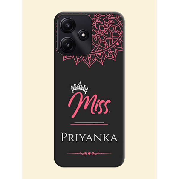 Mrs Name with Floral Design on Space Black Personalized Soft Matte Phone Covers - Poco M6 Pro 5G Mrs Name with Floral Design on Space Black Personalized Soft Matte Phone Covers - Poco M6 Pro 5G