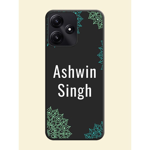 Your Name with Floral Design on Space Black Custom Soft Matte Back Cover - Poco M6 Pro 5G Your Name with Floral Design on Space Black Custom Soft Matte Back Cover - Poco M6 Pro 5G