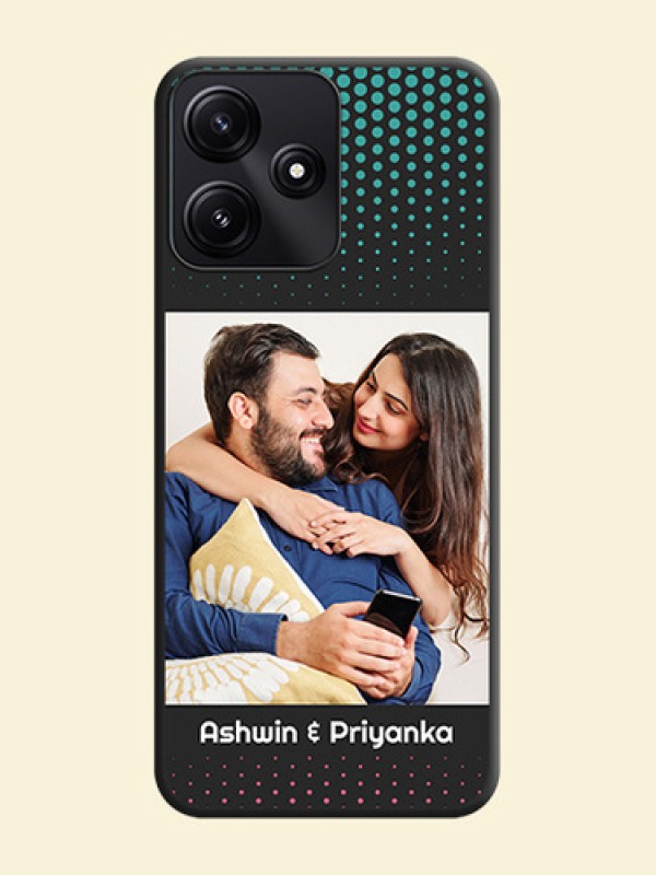 Faded Dots with Grunge Photo Frame and Text on Space Black Custom Soft Matte Phone Cases - Poco M6 Pro 5G