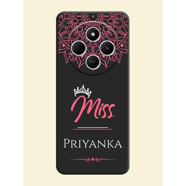 Mrs Name with Floral Design On Space Black Custom Soft Matte Mobile Back Cover - Poco M7 5G Mrs Name with Floral Design On Space Black Custom Soft Matte Mobile Back Cover - Poco M7 5G