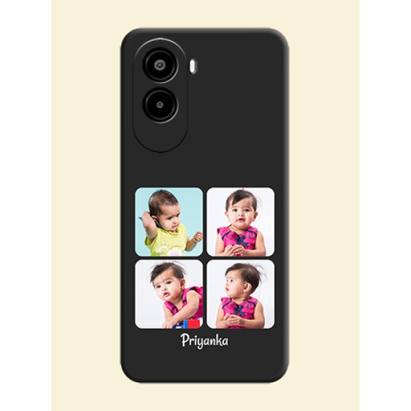 Floral Art with 6 Image Holder on Photo On Space Black Custom Soft Matte Mobile Back Cover - Poco M7 Plus 5G Floral Art with 6 Image Holder on Photo On Space Black Custom Soft Matte Mobile Back Cover - Poco M7 Plus 5G
