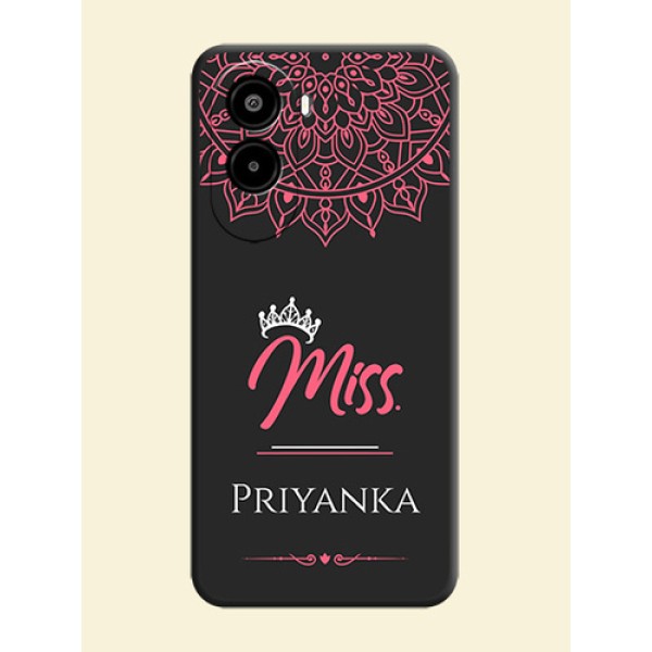 Mrs Name with Floral Design On Space Black Custom Soft Matte Mobile Back Cover - Poco M7 Plus 5G Mrs Name with Floral Design On Space Black Custom Soft Matte Mobile Back Cover - Poco M7 Plus 5G