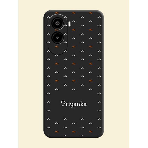 Simple Pattern With Custom Text On Space Black Custom Soft Matte Mobile Back Cover - Poco M7 Plus 5G Simple Pattern With Custom Text On Space Black Custom Soft Matte Mobile Back Cover - Poco M7 Plus 5G