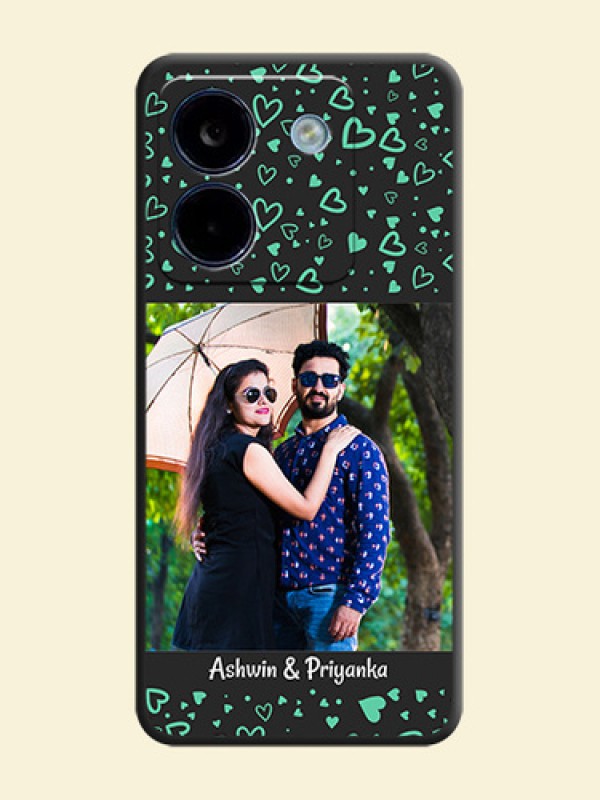 Sea Green Indefinite Love Pattern on Photo On Space Black Custom Soft Matte Mobile Back Cover - Poco M7 Pro 5G