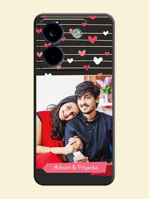 Love Pattern with Name on Pink Ribbon on Photo On Space Black Custom Soft Matte Mobile Back Cover - Poco M7 Pro 5G