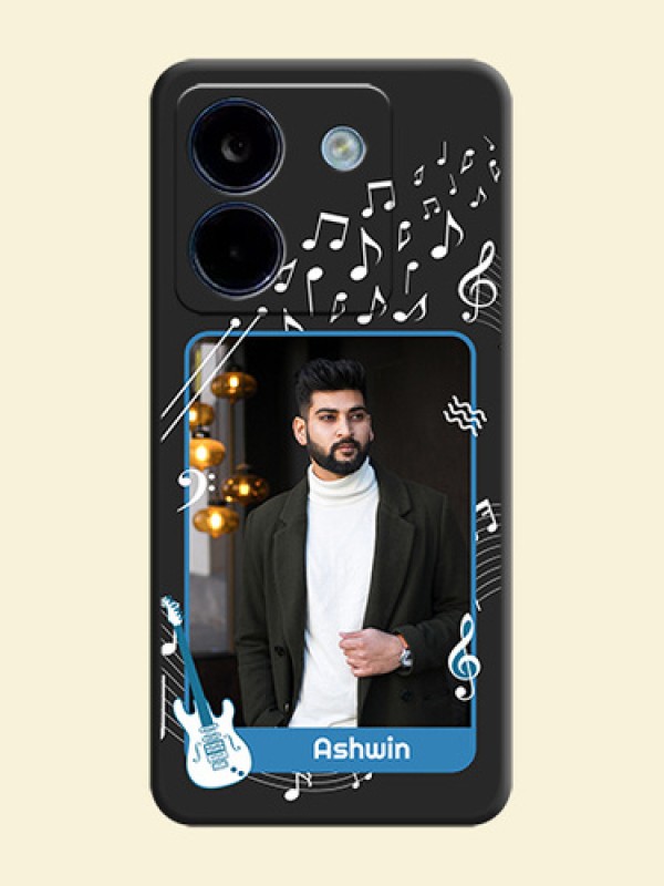 Musical Theme Design with Text on Photo On Space Black Custom Soft Matte Mobile Back Cover - Poco M7 Pro 5G
