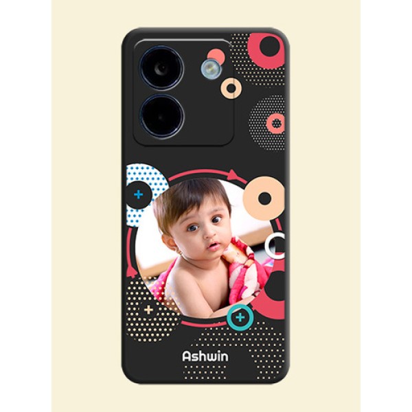 Multicoloured Round Image On Space Black Custom Soft Matte Mobile Back Cover - Poco M7 Pro 5G Multicoloured Round Image On Space Black Custom Soft Matte Mobile Back Cover - Poco M7 Pro 5G