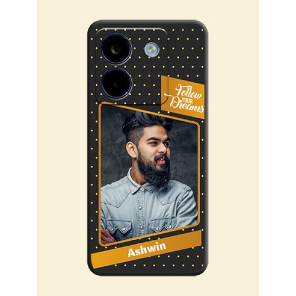 Follow Your Dreams with White Dots On Space Black Custom Soft Matte Mobile Back Cover - Poco M7 Pro 5G Follow Your Dreams with White Dots On Space Black Custom Soft Matte Mobile Back Cover - Poco M7 Pro 5G