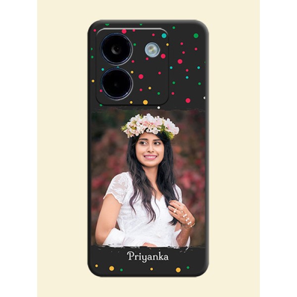 Multicolor Dotted Pattern with Text On Space Black Custom Soft Matte Mobile Back Cover - Poco M7 Pro 5G