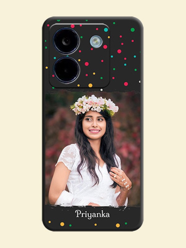 Multicolor Dotted Pattern with Text On Space Black Custom Soft Matte Mobile Back Cover - Poco M7 Pro 5G