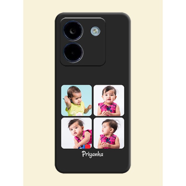Floral Art with 6 Image Holder on Photo On Space Black Custom Soft Matte Mobile Back Cover - Poco M7 Pro 5G Floral Art with 6 Image Holder on Photo On Space Black Custom Soft Matte Mobile Back Cover - Poco M7 Pro 5G