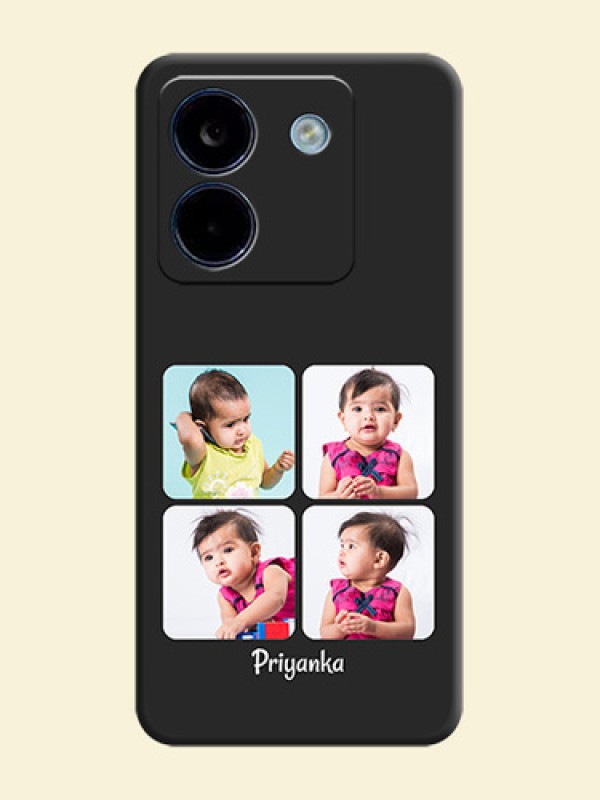 Floral Art with 6 Image Holder on Photo On Space Black Custom Soft Matte Mobile Back Cover - Poco M7 Pro 5G
