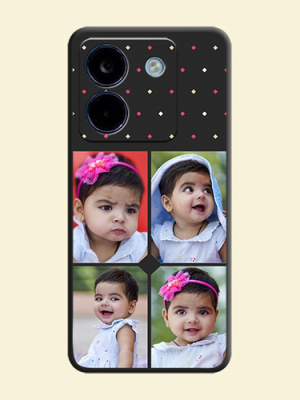 Multicolor Dotted Pattern with 4 Image Holder On Space Black Custom Soft Matte Mobile Back Cover - Poco M7 Pro 5G