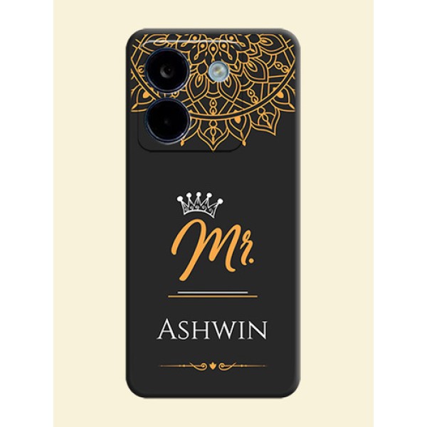 Mr Name with Floral Design On Space Black Custom Soft Matte Mobile Back Cover - Poco M7 Pro 5G Mr Name with Floral Design On Space Black Custom Soft Matte Mobile Back Cover - Poco M7 Pro 5G