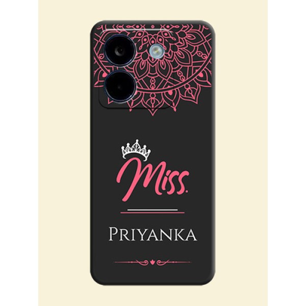 Mrs Name with Floral Design On Space Black Custom Soft Matte Mobile Back Cover - Poco M7 Pro 5G Mrs Name with Floral Design On Space Black Custom Soft Matte Mobile Back Cover - Poco M7 Pro 5G