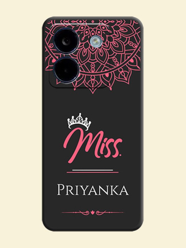 Mrs Name with Floral Design On Space Black Custom Soft Matte Mobile Back Cover - Poco M7 Pro 5G