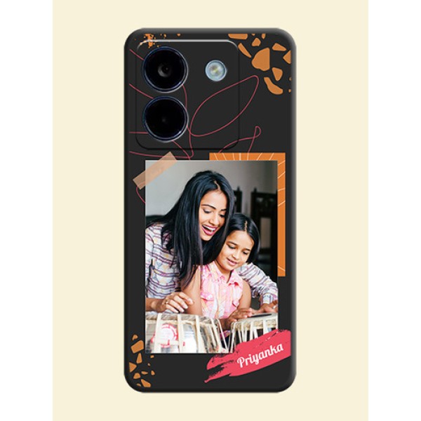 Orange Photo Frame On Space Black Custom Soft Matte Mobile Back Cover - Poco M7 Pro 5G Orange Photo Frame On Space Black Custom Soft Matte Mobile Back Cover - Poco M7 Pro 5G