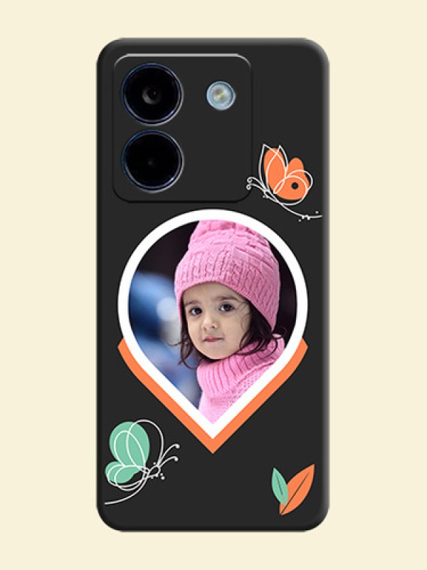 Upload Pic With Simple Butterly Design On Space Black Custom Soft Matte Mobile Back Cover - Poco M7 Pro 5G