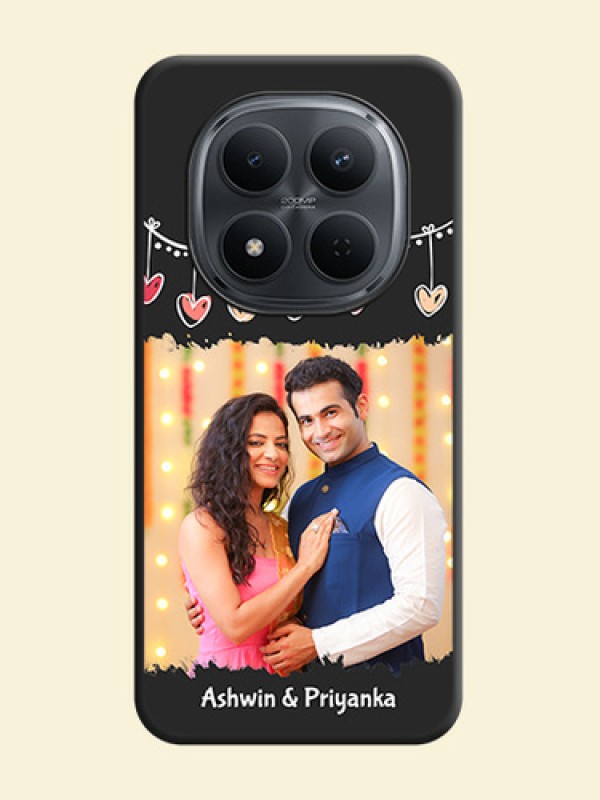 Pink Love Hangings with Name On Space Black Custom Soft Matte Mobile Back Cover - Poco M8 5G