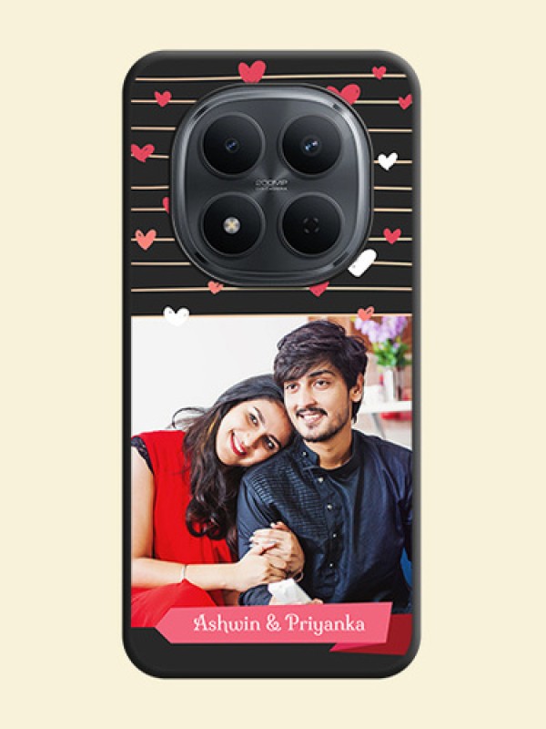 Love Pattern with Name on Pink Ribbon on Photo On Space Black Custom Soft Matte Mobile Back Cover - Poco M8 5G