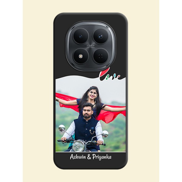 Fall in Love Pattern with Picture on Photo On Space Black Custom Soft Matte Mobile Back Cover - Poco M8 5G Fall in Love Pattern with Picture on Photo On Space Black Custom Soft Matte Mobile Back Cover - Poco M8 5G