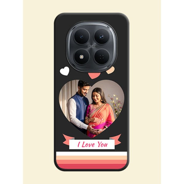 Love Shaped Photo with Colorful Stripes On Space Black Custom Soft Matte Mobile Back Cover - Poco M8 5G Love Shaped Photo with Colorful Stripes On Space Black Custom Soft Matte Mobile Back Cover - Poco M8 5G
