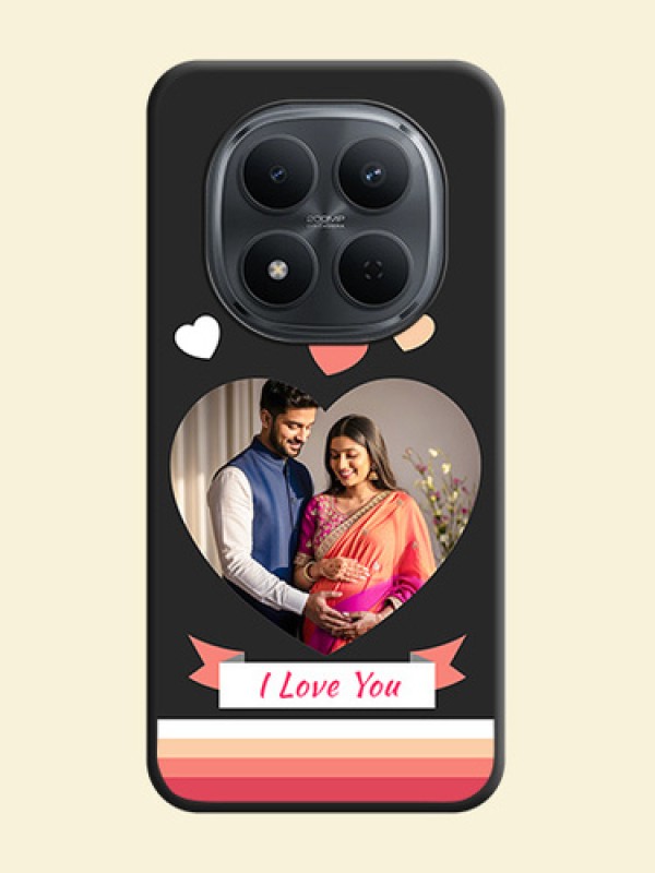 Love Shaped Photo with Colorful Stripes On Space Black Custom Soft Matte Mobile Back Cover - Poco M8 5G