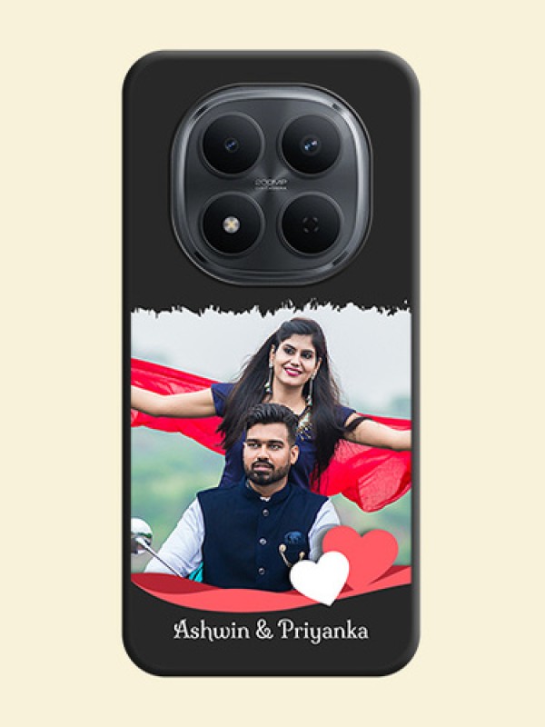 Pin Color Love Shaped Ribbon Design with Text On Space Black Custom Soft Matte Mobile Back Cover - Poco M8 5G