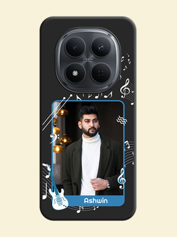 Musical Theme Design with Text on Photo On Space Black Custom Soft Matte Mobile Back Cover - Poco M8 5G