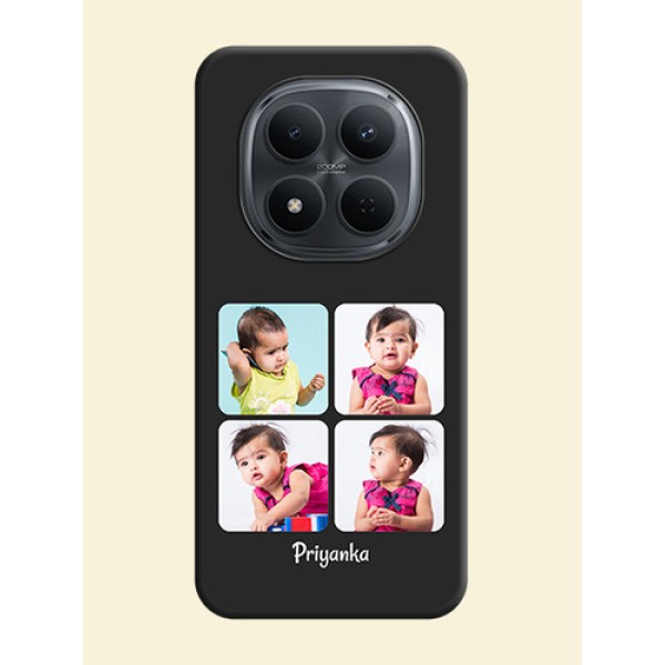Floral Art with 6 Image Holder on Photo On Space Black Custom Soft Matte Mobile Back Cover - Poco M8 5G Floral Art with 6 Image Holder on Photo On Space Black Custom Soft Matte Mobile Back Cover - Poco M8 5G