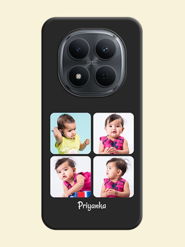 Floral Art with 6 Image Holder on Photo On Space Black Custom Soft Matte Mobile Back Cover - Poco M8 5G