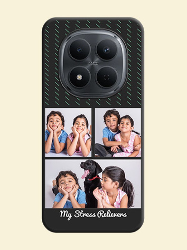 Cross Dotted Pattern with 2 Image Holder On Space Black Custom Soft Matte Mobile Back Cover - Poco M8 5G