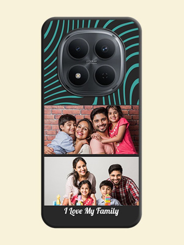 Wave Pattern with 2 Image Holder On Space Black Custom Soft Matte Mobile Back Cover - Poco M8 5G