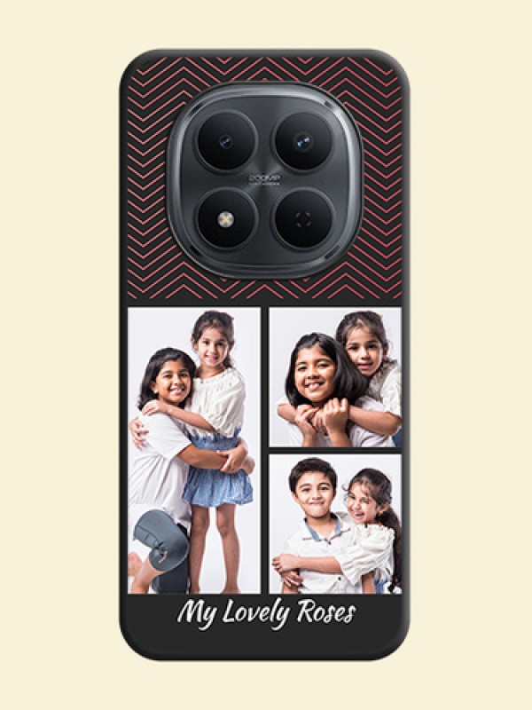 Wave Pattern with 3 Image Holder On Space Black Custom Soft Matte Mobile Back Cover - Poco M8 5G