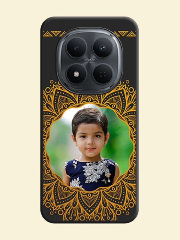 Round Image with Floral Design On Space Black Custom Soft Matte Mobile Back Cover - Poco M8 5G