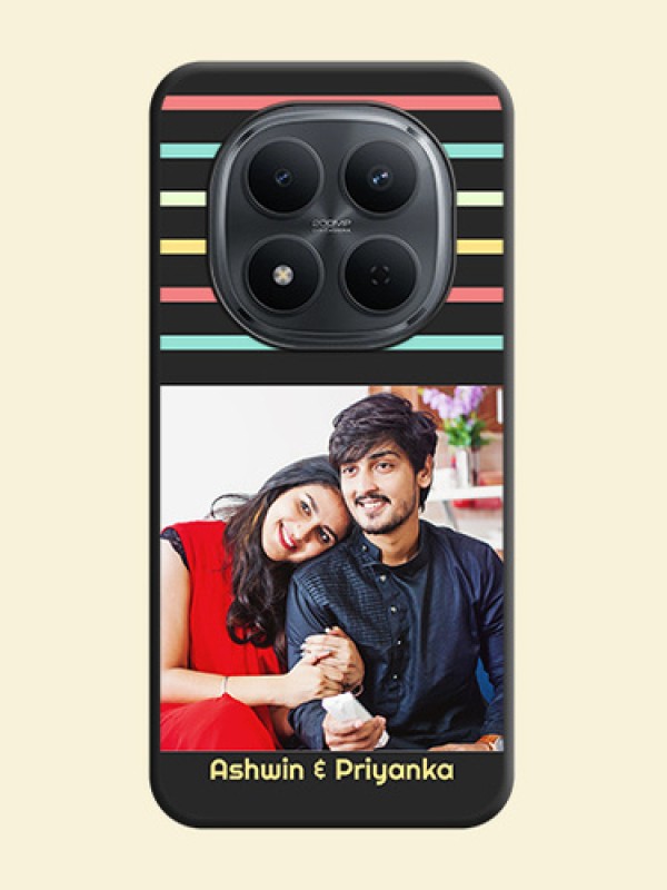 Color Stripes with Photo and Text on Photo On Space Black Custom Soft Matte Mobile Back Cover - Poco M8 5G