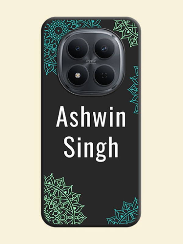 Your Name with Floral Design On Space Black Custom Soft Matte Mobile Back Cover - Poco M8 5G
